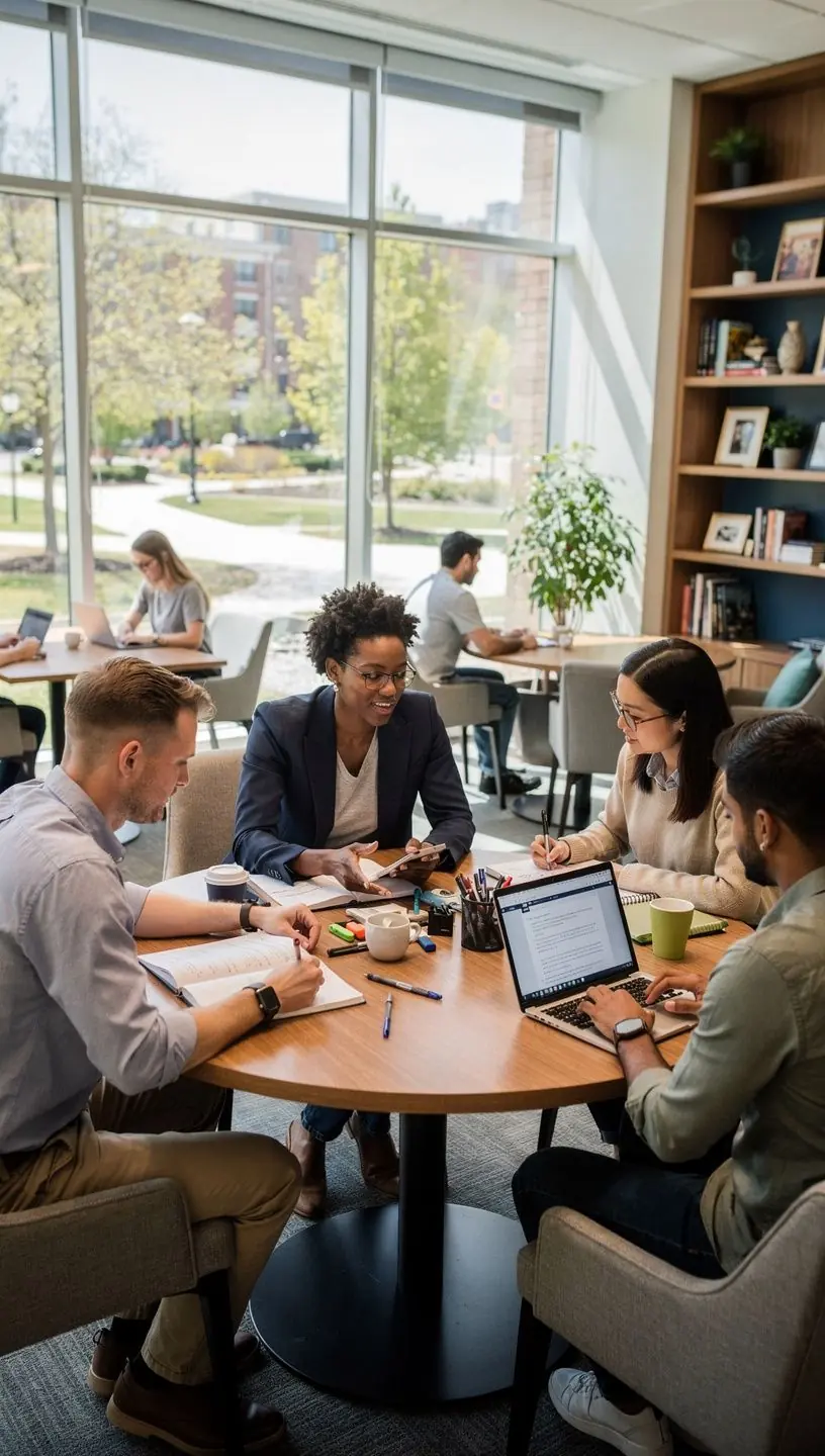 Gemütliches Wohn- und Schlafbereich in einer Studentenwohnung mit Schreibtisch.
