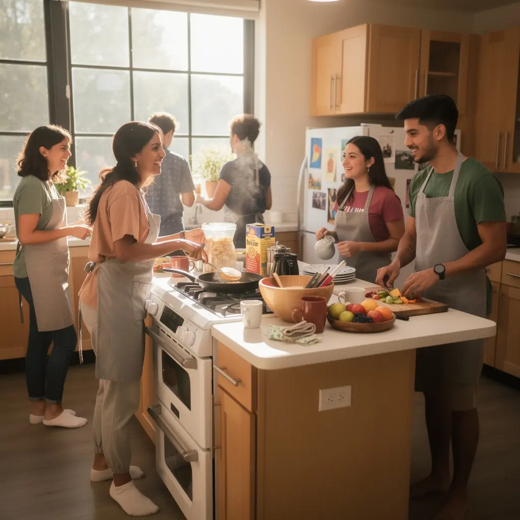 Studierende, die in einem gemeinschaftlichen Bereich entspannen.